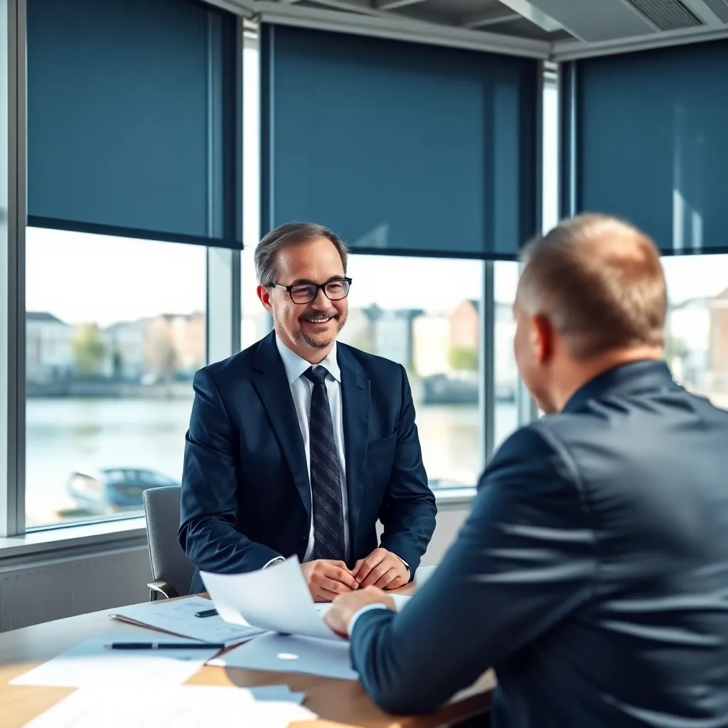 Persoon die financiële documenten analyseert met calculator en laptop