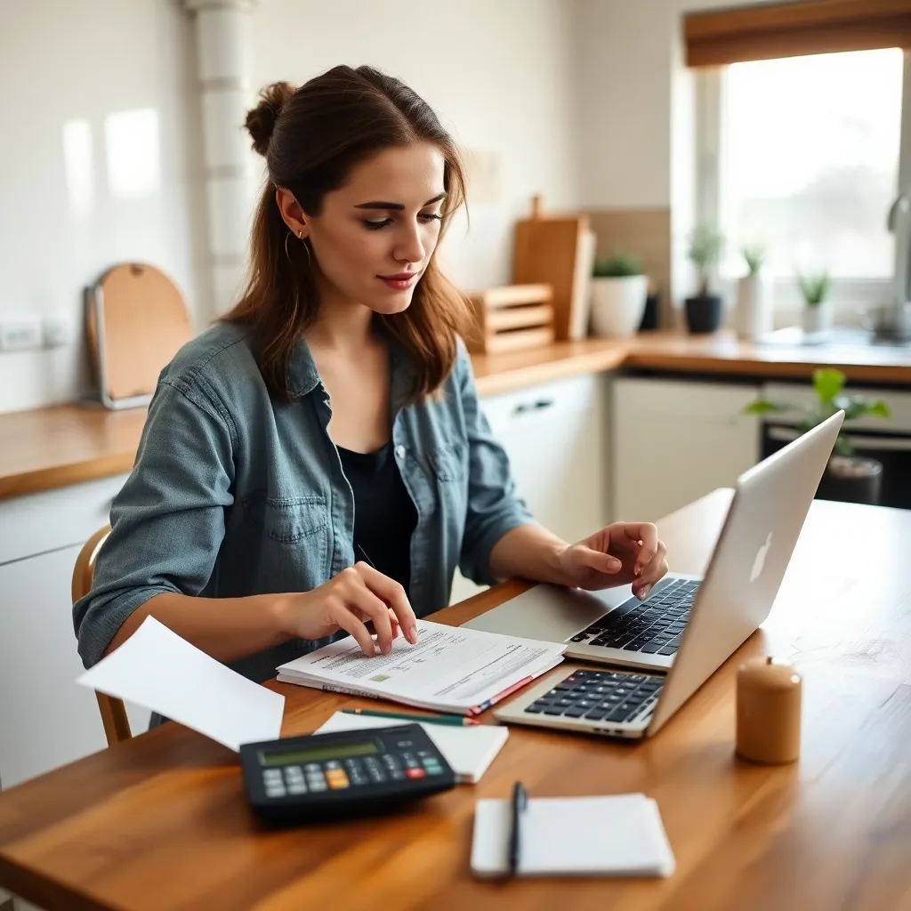 Persoon die online bankiert op laptop met financiële grafieken