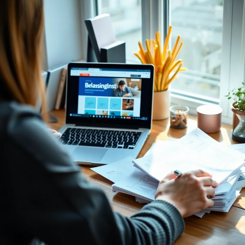 Persoon die belastingaangifte voorbereidt met documenten