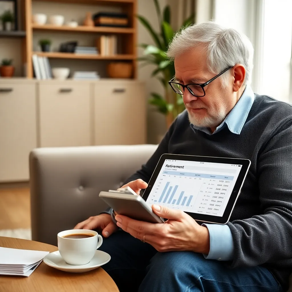 Persoon die pensioenplanning doet met digitale tools