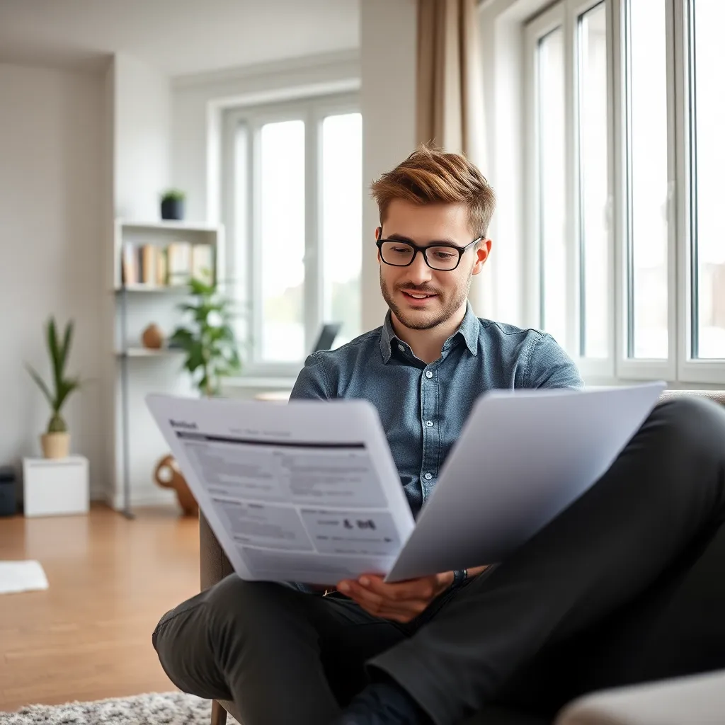 Jonge professional die pensioeninformatie bestudeert op laptop
